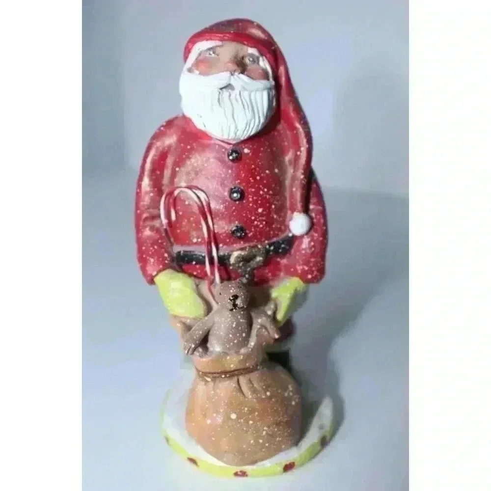 DEMDACO Patchwork Christmas‎ Laura Benge Jolly Santa Claus Figurine 2015